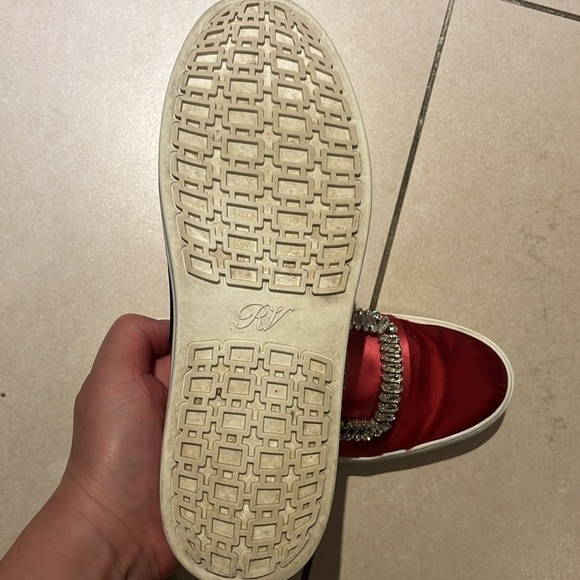 Roger Vivier Sneaky Viv Crystal Embellished Two Tone Satin Slip OnSneakers sz6,5 - Picture 9 of 16